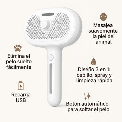 Cepillo QuitaPelo con Spray – Desenreda, hidrata y elimina el pelo suelto fácilmente