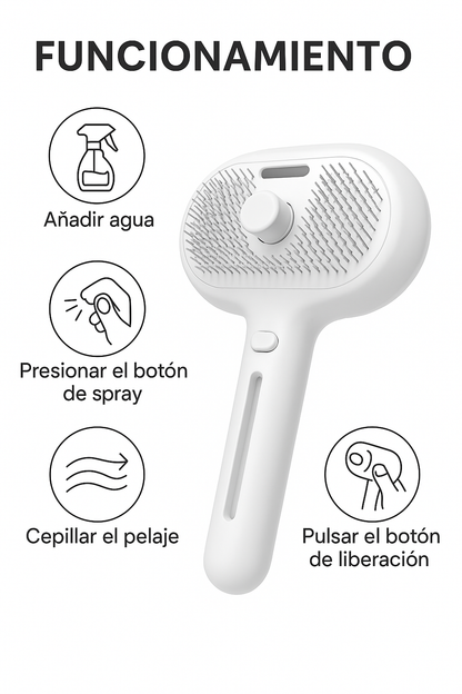 Cepillo QuitaPelo con Spray – Desenreda, hidrata y elimina el pelo suelto fácilmente